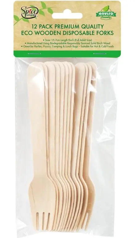 Spice Kitchen ECO Wooden Cutlery – Forks-12PK