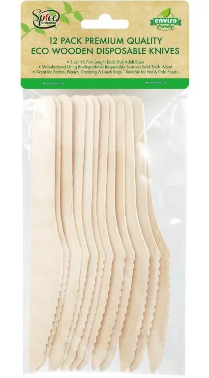 Spice Kitchen ECO Wooden Cutlery – Knives-12PK