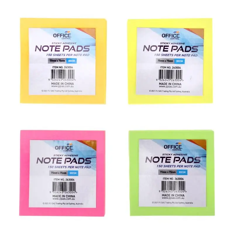 Sticky Notes Fluoro 75mm x 75mm Mega Pack – 150pk