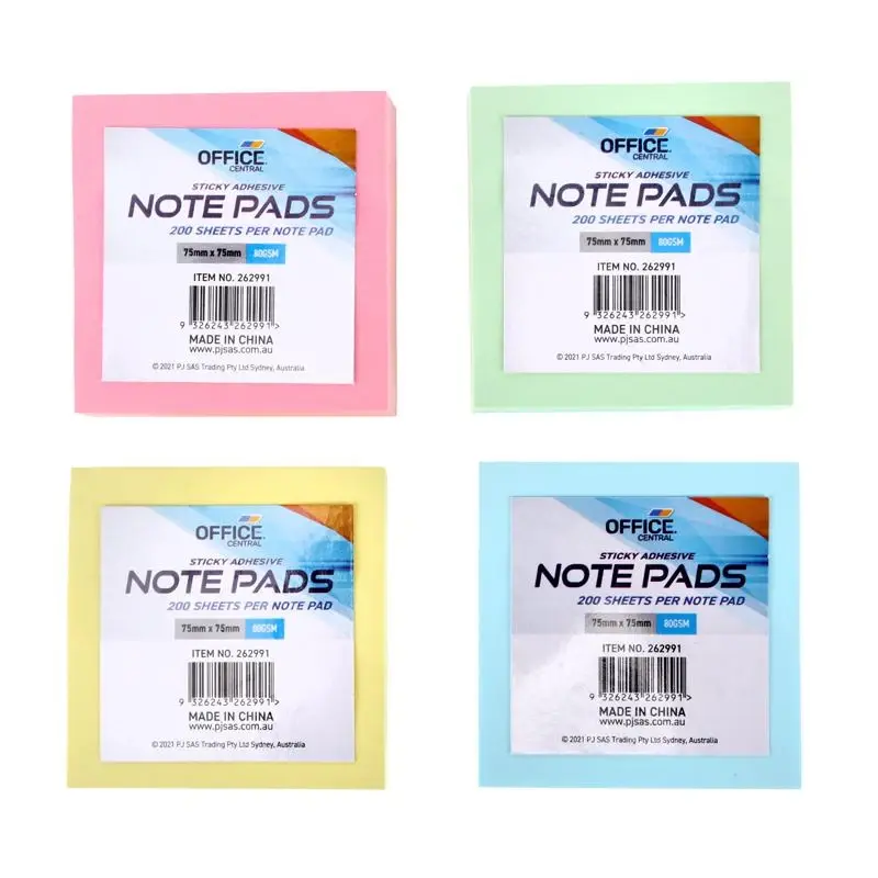 Sticky Notes Pastel 75mm x 75mm Mega Pack – 200pk