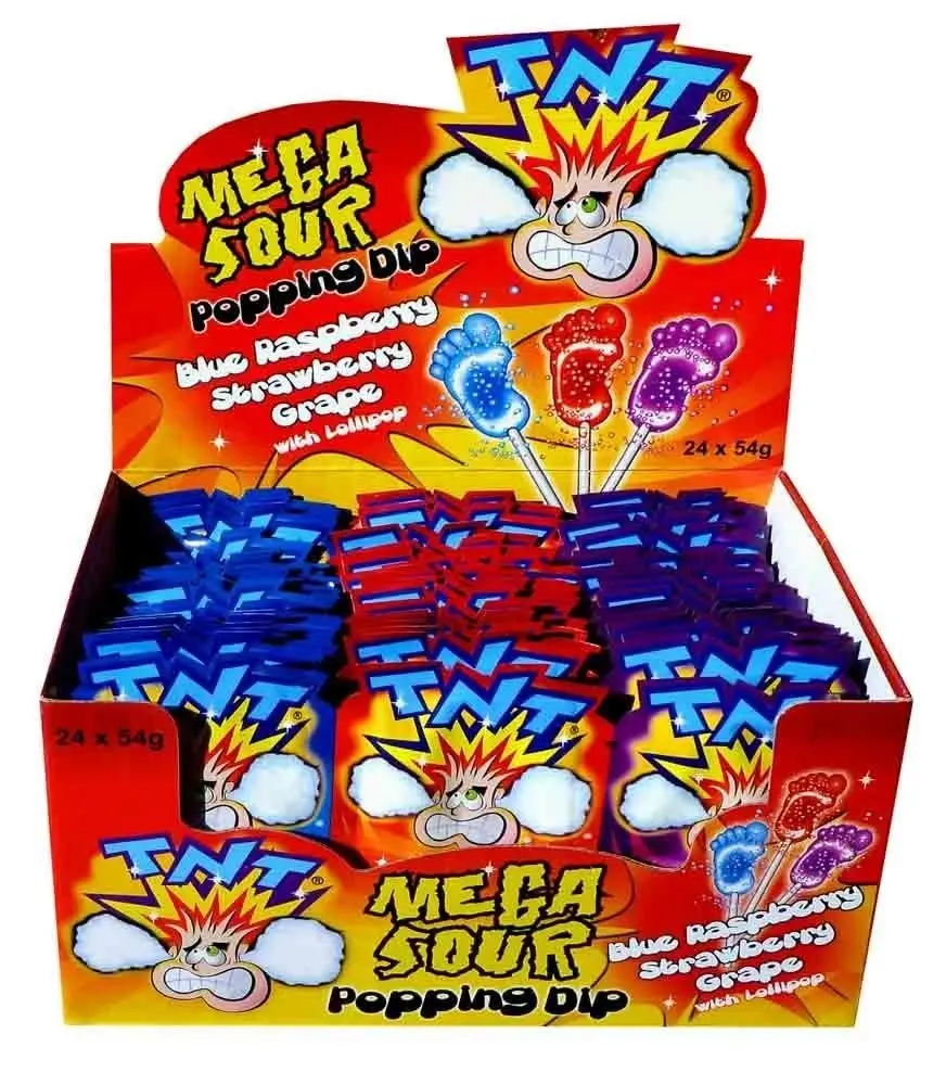 TNT Mega Sour Popping Dip with lollipop 54g