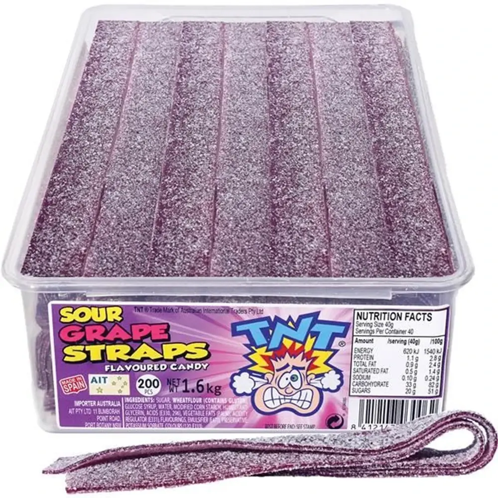TNT Sour Straps Grape 200pcs 1.6kg