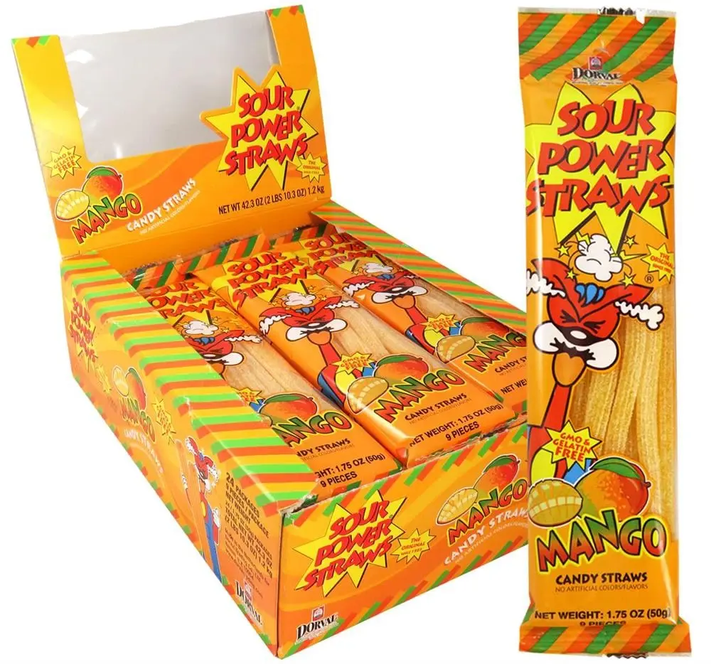 US Dorval Sour Power Straws 50g – Mango