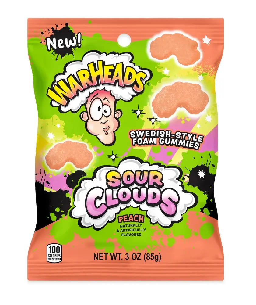 Warheads Sour Clouds Peg Bag Peach 85g